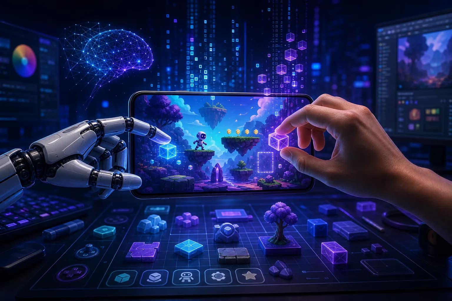 AI and Human Teams in Mobile Game Development